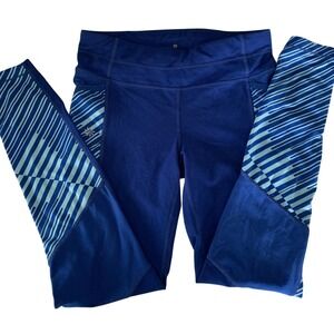 Athleta Blue Stripe Athletic Leggings Women's Size S Activewear Workout Pants